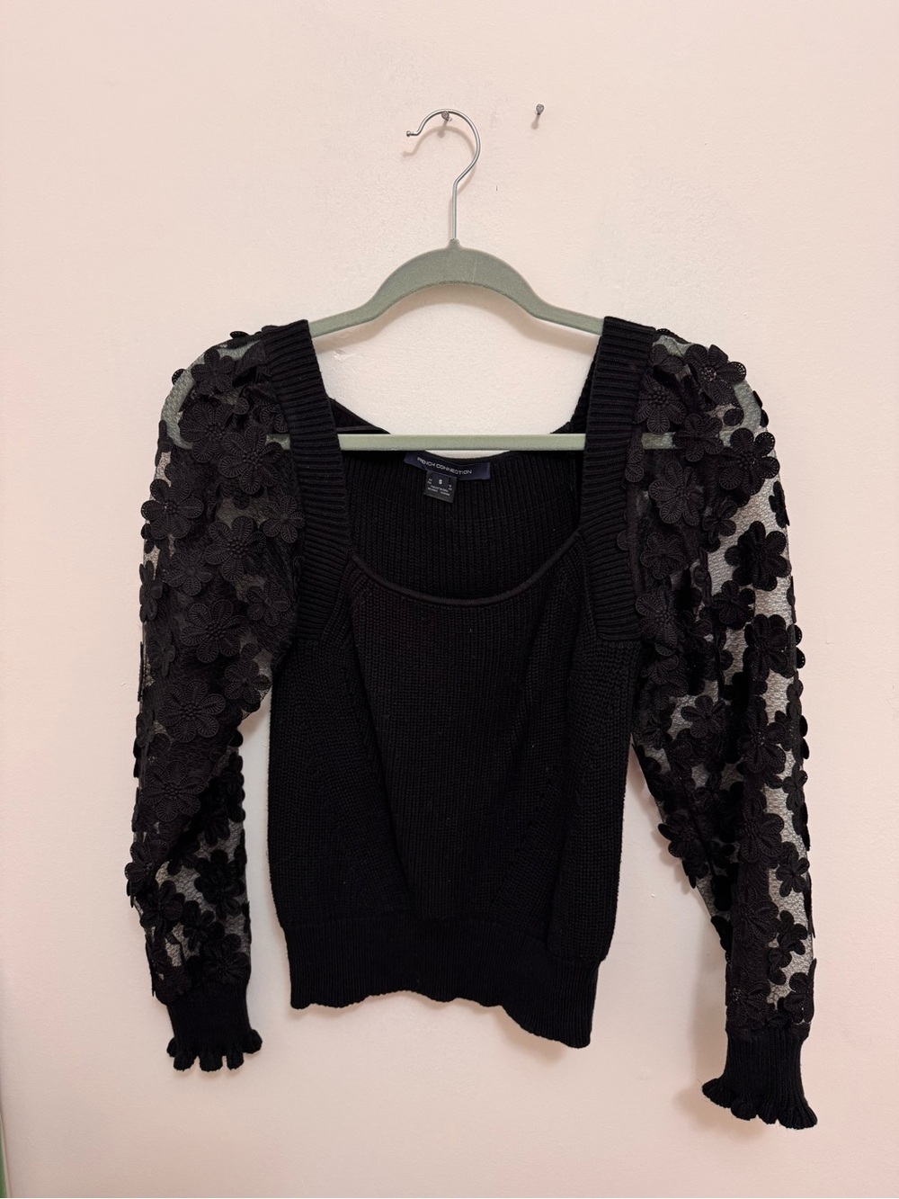 French Connection Black Ribbed Sweater